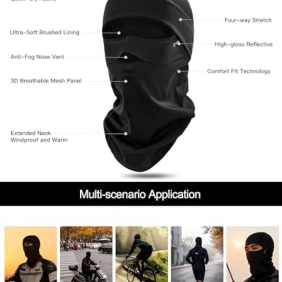 Seamless Balaclava Face Mask for Running Cycling Wind-Resistant Anti-Fog